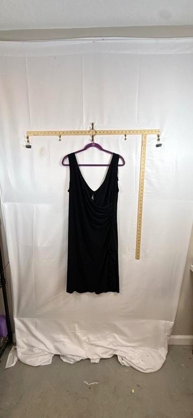 Vintage 90s Onyx Nite Wendye Chaitin Black Wrap Dress 14W Plus Size Made in USA